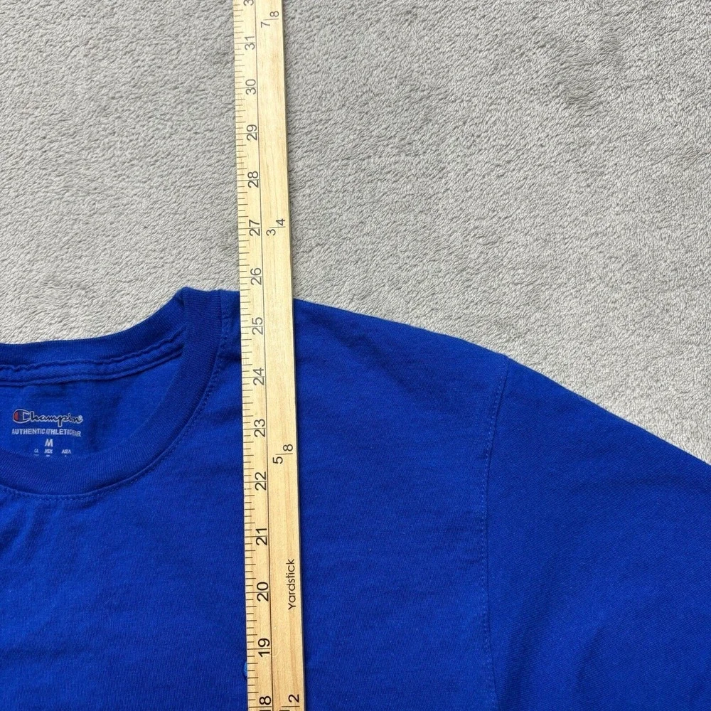 Champion T-Shirt Mens Blue Medium Logo‎ Embroidered Short Sleeve - Picture 3 of 5